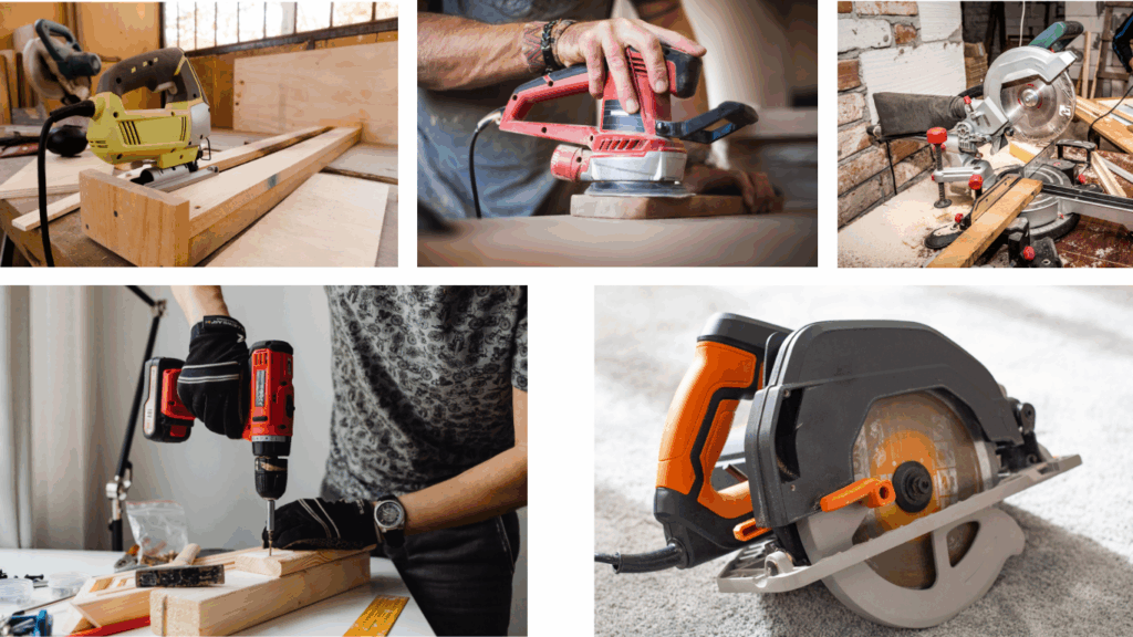 Power tools for beginners: images of different power tools that beginners could use.